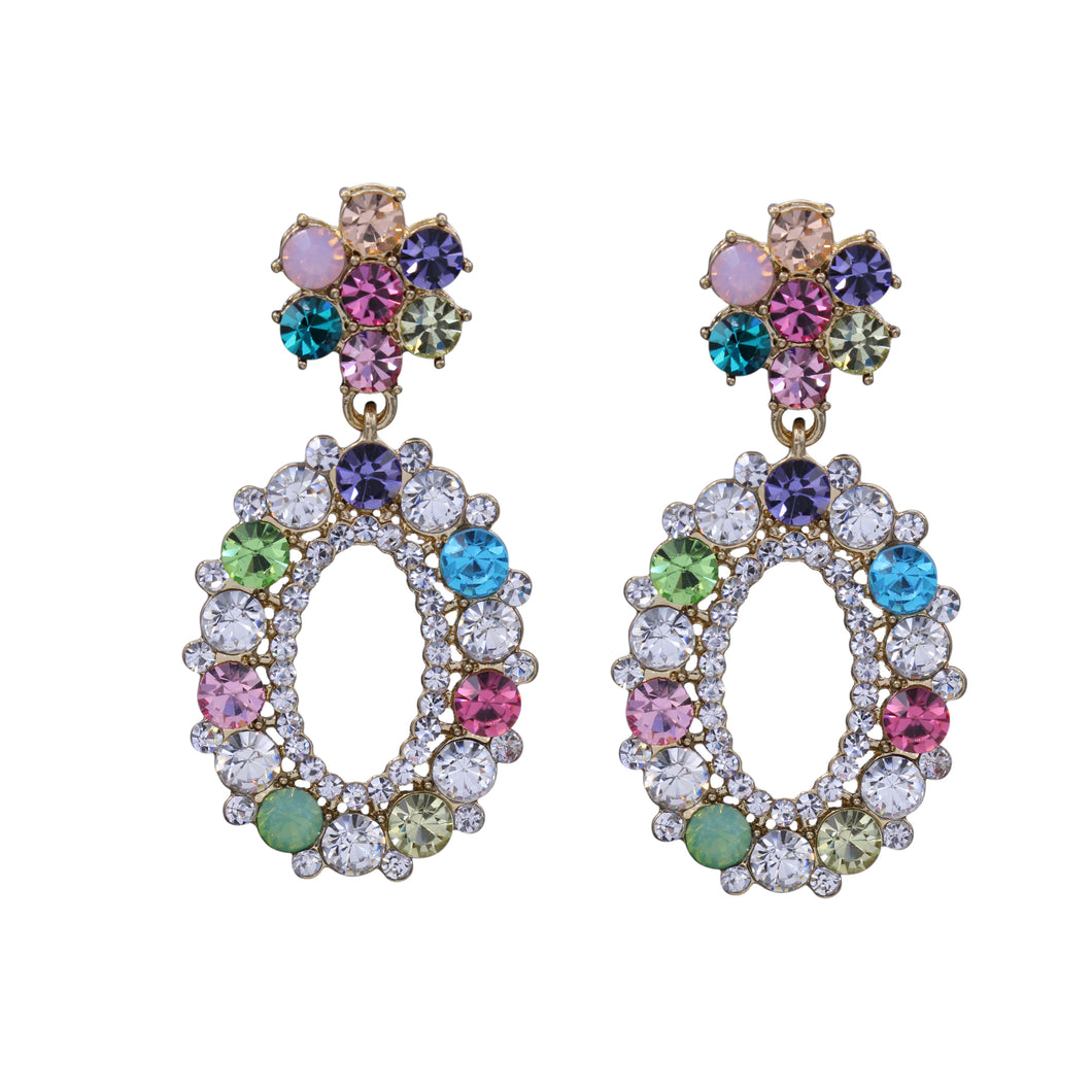 BRILLIANT MULTI COLOR DANGLING EARRING 2' INCH (#201)