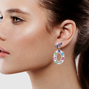 BRILLIANT MULTI COLOR DANGLING EARRING 2' INCH (#201)