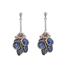 Load image into Gallery viewer, BLUE DROPS CLUSTER DANGLING EARRINGS 2&#39; INCH (#203)