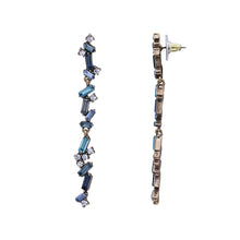 Load image into Gallery viewer, LONG ZIG ZAG BLUE COLOR BAR EARRINGS 3&#39; INCH (207)