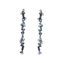 Load image into Gallery viewer, LONG ZIG ZAG BLUE COLOR BAR EARRINGS 3&#39; INCH (207)