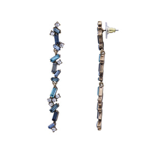 LONG ZIG ZAG BLUE COLOR BAR EARRINGS 3' INCH (207)