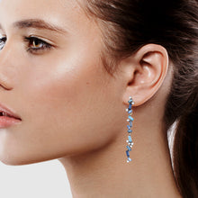 Load image into Gallery viewer, LONG ZIG ZAG BLUE COLOR BAR EARRINGS 3&#39; INCH (207)