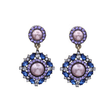 Load image into Gallery viewer, BRILLIANT  COLOR &amp; PEARL DANGLING EARRING 1.5&#39; INCH (#210)