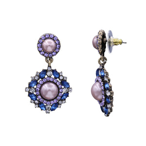 BRILLIANT  COLOR & PEARL DANGLING EARRING 1.5' INCH (#210)