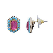 Load image into Gallery viewer, RED &amp; BLUE BRILLIANT STUD EARRINGS  (#211)