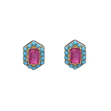 Load image into Gallery viewer, RED &amp; BLUE BRILLIANT STUD EARRINGS  (#211)