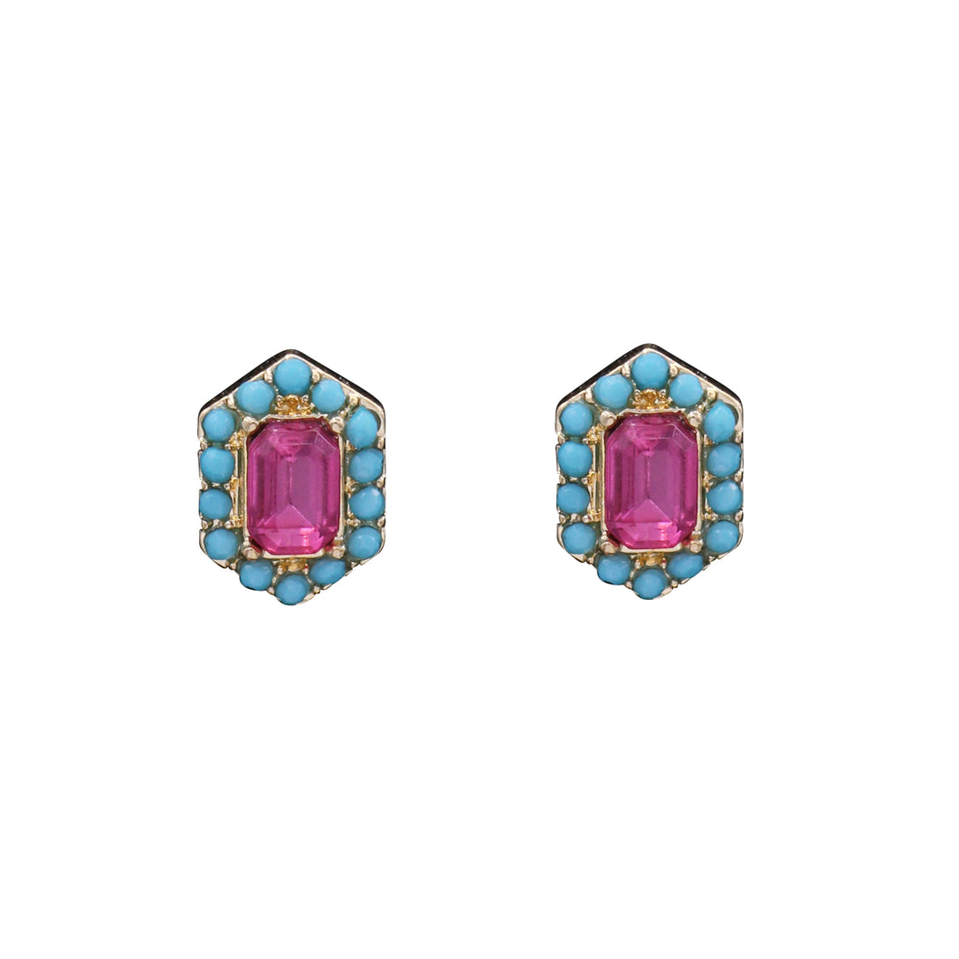 RED & BLUE BRILLIANT STUD EARRINGS  (#211)