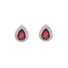 Load image into Gallery viewer, RED BRILLIANT STUD EARRINGS PEAR DROP SHAPE  (#212)