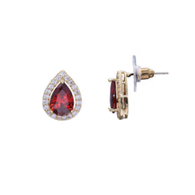 Load image into Gallery viewer, RED BRILLIANT STUD EARRINGS PEAR DROP SHAPE  (#212)