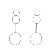 Load image into Gallery viewer, HOOPS CIRCLES DANGLING LONG EARRING SILVER TONE  3&#39; INCH  (#213)