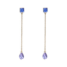 Load image into Gallery viewer, LONG DANGLING EARRING BRILLIANT BLUE &amp; PURPLE  3&#39; INCH  (#217)