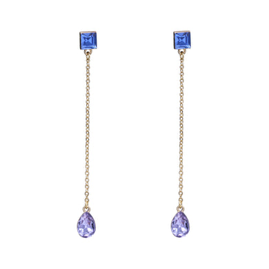 LONG DANGLING EARRING BRILLIANT BLUE & PURPLE  3' INCH  (#217)