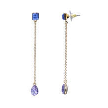 Load image into Gallery viewer, LONG DANGLING EARRING BRILLIANT BLUE &amp; PURPLE  3&#39; INCH  (#217)