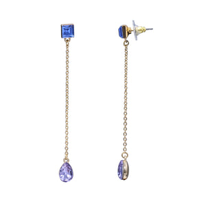 LONG DANGLING EARRING BRILLIANT BLUE & PURPLE  3' INCH  (#217)