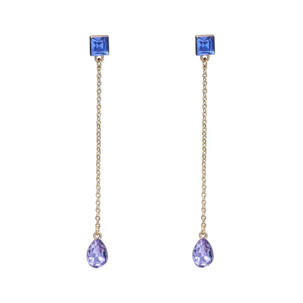 LONG DANGLING EARRING BRILLIANT BLUE & PURPLE  3' INCH  (#217)