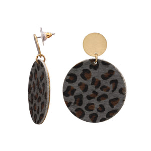 ROUND DANGLING EARRING LEOPARD TEXTURE 2' INCH (220)