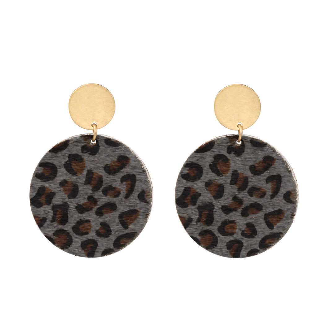 ROUND DANGLING EARRING LEOPARD TEXTURE 2' INCH (220)