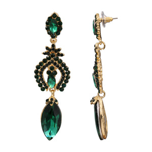 GREEN DANGLING EARRING BRILLIANT GREEN THEME 3' INCH (#225)