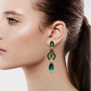 GREEN DANGLING EARRING BRILLIANT GREEN THEME 3' INCH (#225)