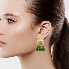 Load image into Gallery viewer, CHNADELIER GREEN DANGLING EARRING 1.5&#39; INCH (#227)