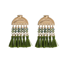 Load image into Gallery viewer, CHNADELIER GREEN DANGLING EARRING 1.5&#39; INCH (#227)