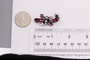 PINK BRILLIANT RHINESTONES EARRING 1.5' INCH (#228)