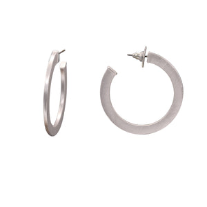 HOOP SILVER TONE COLOR EARRINGS ALLOY METAL 1.5' INCH  (#229)