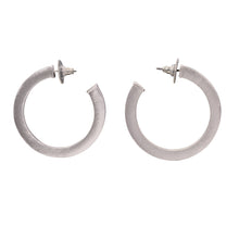 Load image into Gallery viewer, HOOP SILVER TONE COLOR EARRINGS ALLOY METAL 1.5&#39; INCH  (#229)