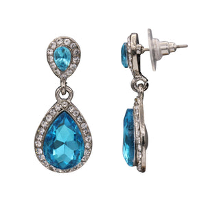 BLUE DANGLING EARRING BRILLIANT COLOR 1' INCH (#232)