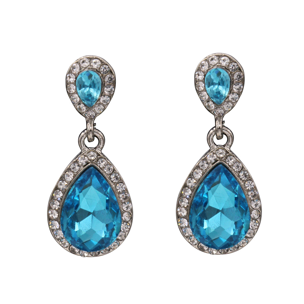 BLUE DANGLING EARRING BRILLIANT COLOR 1' INCH (#232)