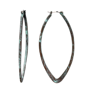 ANTIQUE METAL OVAL HOOP EARRING 2.5' INCH (233)