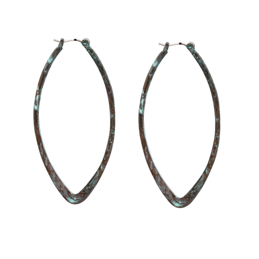 ANTIQUE METAL OVAL HOOP EARRING 2.5' INCH (233)