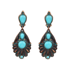 Load image into Gallery viewer, BLUE DANGLING EARRING BRILLIANT TURQUOISE COLOR 1.75&#39; INCH (#236)