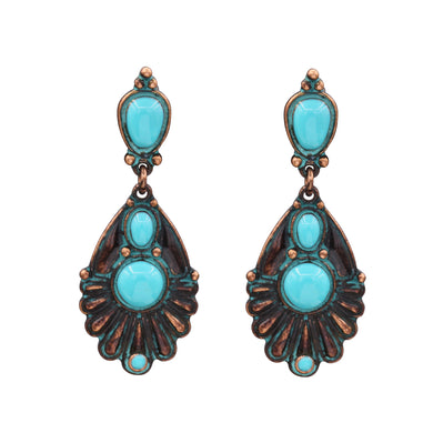 BLUE DANGLING EARRING BRILLIANT TURQUOISE COLOR 1.75' INCH (#236)