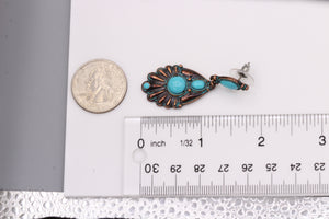 BLUE DANGLING EARRING BRILLIANT TURQUOISE COLOR 1.75' INCH (#236)