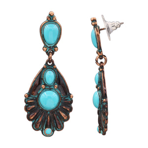 BLUE DANGLING EARRING BRILLIANT TURQUOISE COLOR 1.75' INCH (#236)