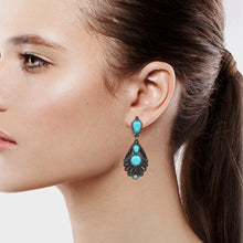 Load image into Gallery viewer, BLUE DANGLING EARRING BRILLIANT TURQUOISE COLOR 1.75&#39; INCH (#236)