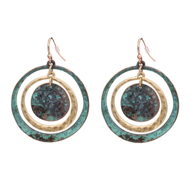 ANTIQUE STYLE CIRCLE EARRINGS ALLOY METAL 1.5' INCH  (#240)