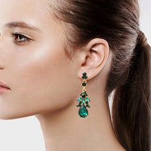 Load image into Gallery viewer, GREEN DANGLING EARRING BRILLIANT GREEN STONES 2&#39; INCH (#242)