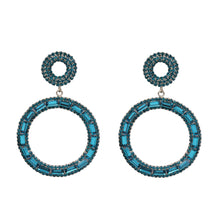 Load image into Gallery viewer, Large Blue Circle Dangling Earrings Bright Blue 2.75&#39; Inch (#243)