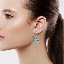 Load image into Gallery viewer, Turquoise Color Dangling Antique style Earrings 2.5&#39; Inch (#244)