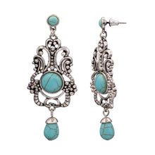 Load image into Gallery viewer, Turquoise Color Dangling Antique style Earrings 2.5&#39; Inch (#244)