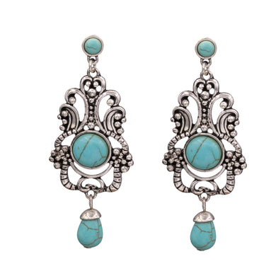 Turquoise Color Dangling Antique style Earrings 2.5' Inch (#244)