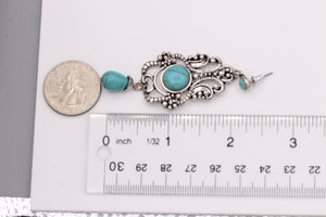 Turquoise Color Dangling Antique style Earrings 2.5' Inch (#244)