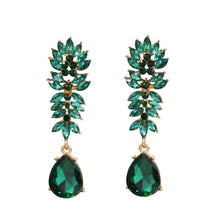 Load image into Gallery viewer, GREEN DANGLING EARRING BRILLIANT GREEN STONES 2.5&#39; INCH (#245)