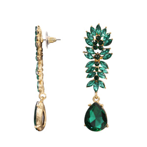 GREEN DANGLING EARRING BRILLIANT GREEN STONES 2.5' INCH (#245)