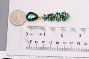 GREEN DANGLING EARRING BRILLIANT GREEN STONES 2.5' INCH (#245)