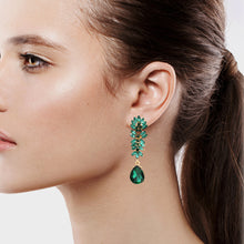 Load image into Gallery viewer, GREEN DANGLING EARRING BRILLIANT GREEN STONES 2.5&#39; INCH (#245)