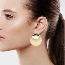 Load image into Gallery viewer, ROUND CRICLE GOLD TONE EARRINGS ALLOY METAL 1.5&#39; INCH  (#246)